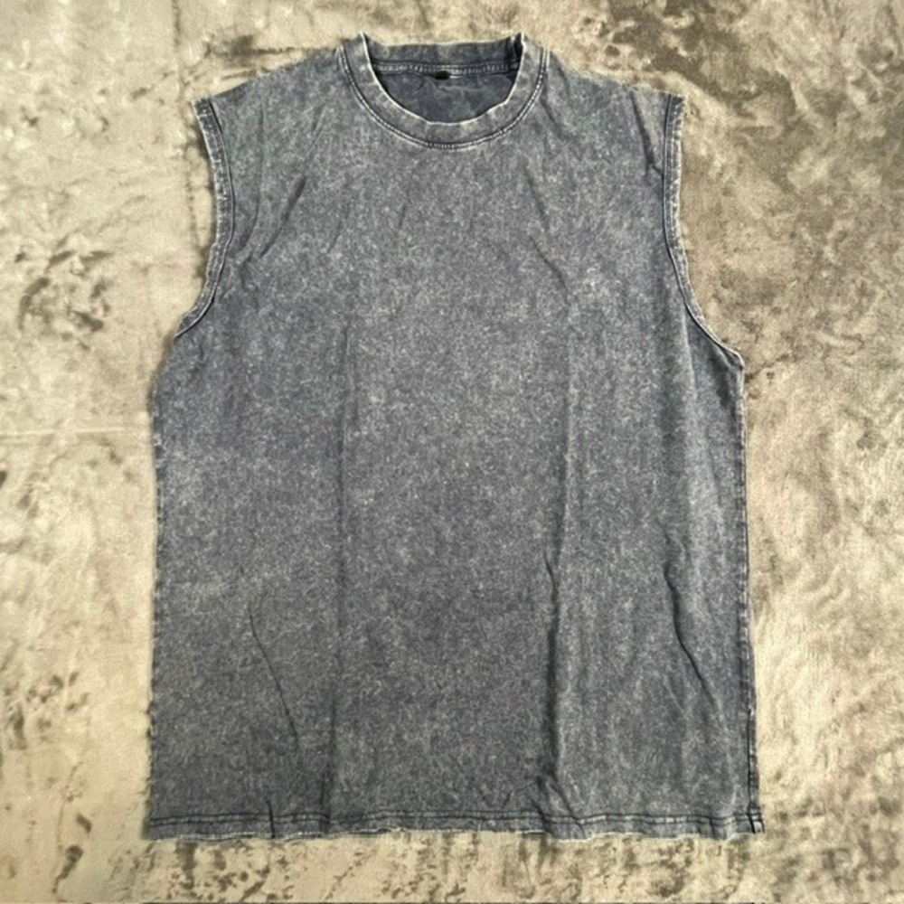 True Form Mens 2XL Acid Wash Muscle Tee Sleeveless Shirt Charcoal Gray Mineral